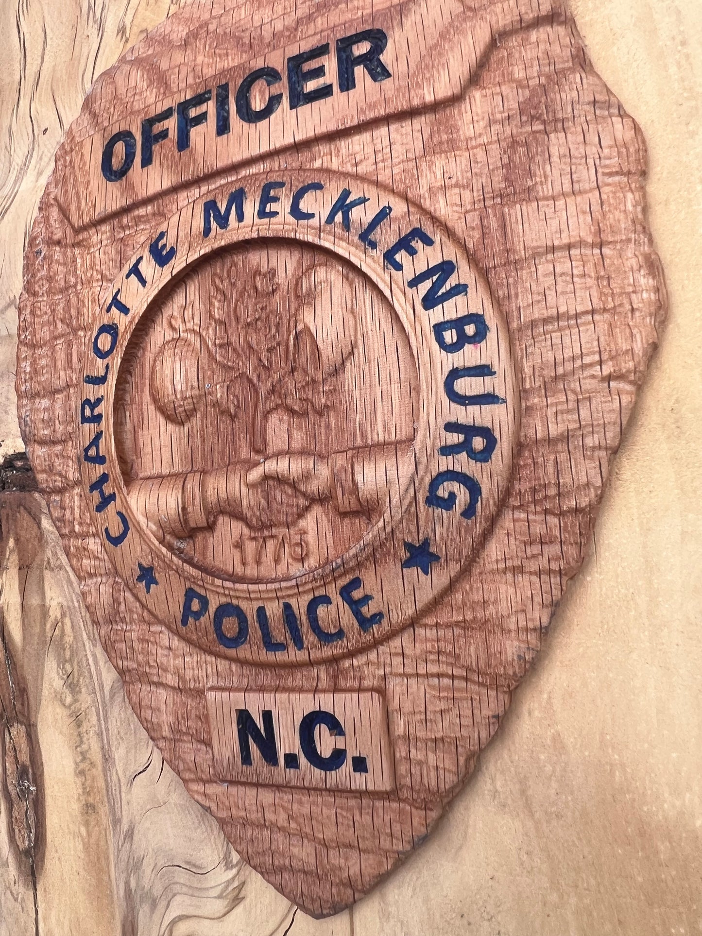 Wooden CMPD Badge