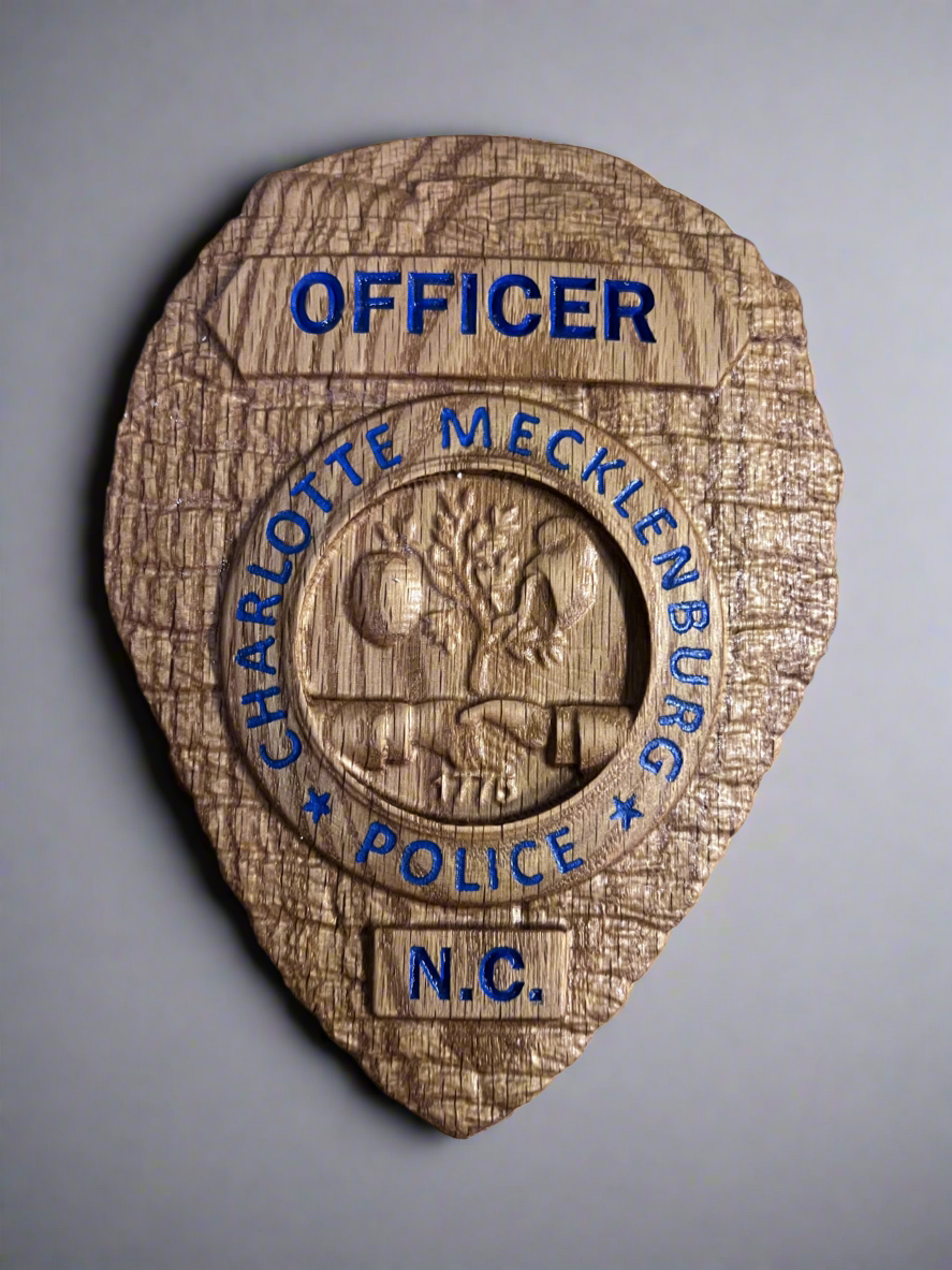 Wooden CMPD Badge