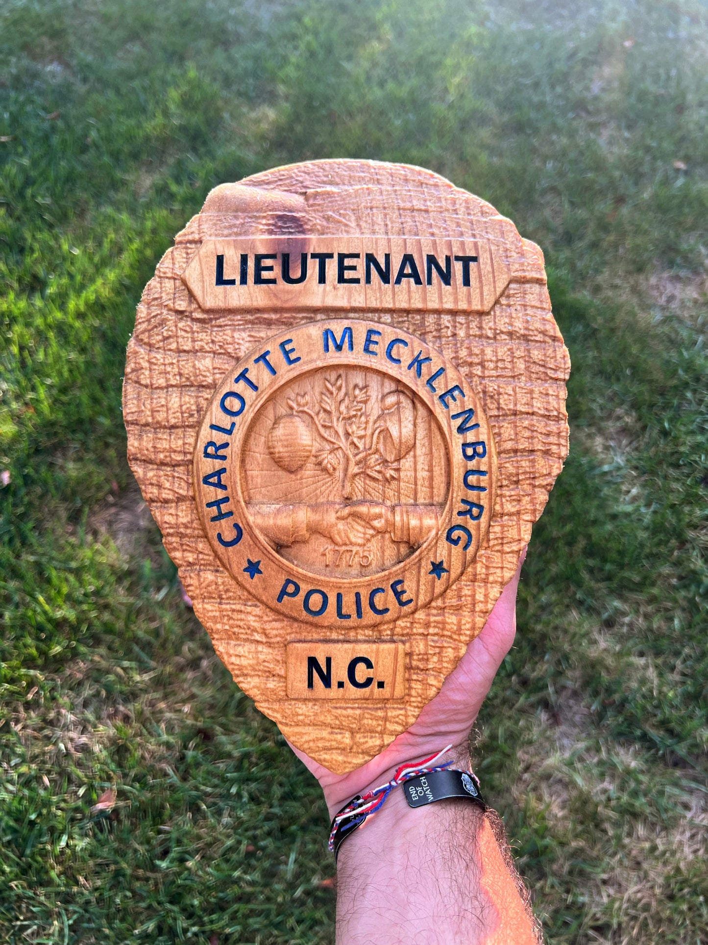 Wooden CMPD Badge